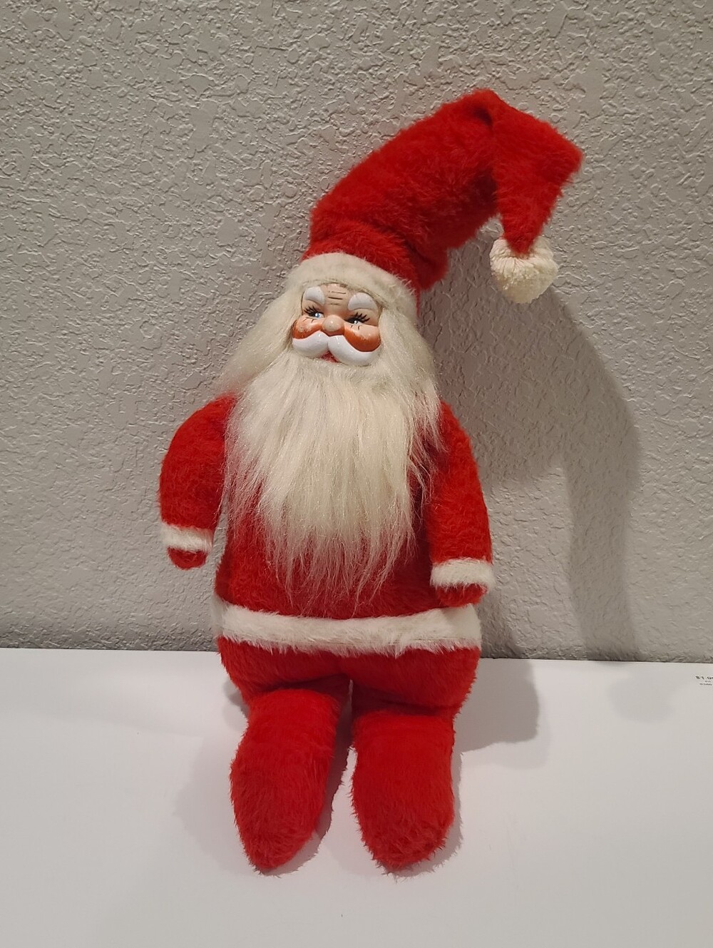 Vtg 1950s Beloved Toys 20" Santa Plush Doll Molded Face Posable Wire Legs Arms